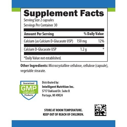Calcium D Glucarate (60 vegetarian capsules) - Image 2